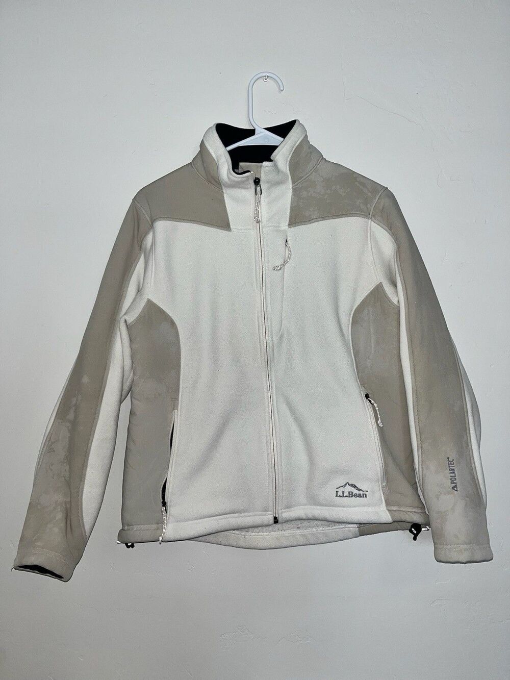 L.L.Bean Women's Colorblock Full Zip Jacket White/Beige Size M Regular